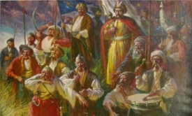 Останній гетьман Запорізької Січі П. Калнишевський разом з козацькою старшиною