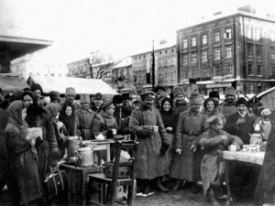 Российские войска в период Первой мировой войны во Львове на Краковском рынке